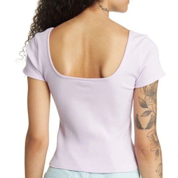 Topshop Size 4-6 Square Neck Ribbed Cropped Top NWT in Lavender - Picture 8 of 8
